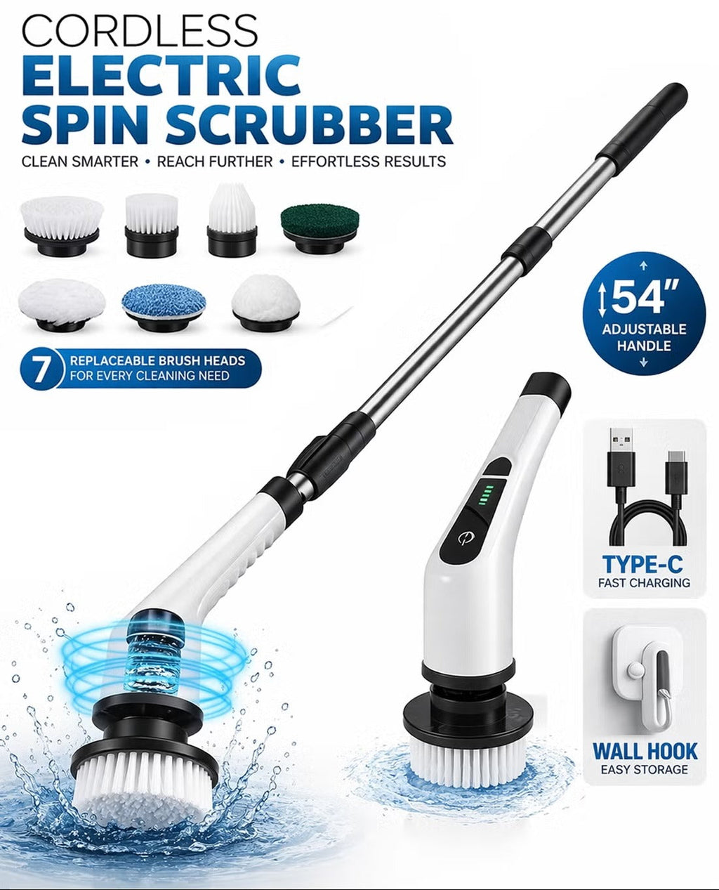 Multi-Surface Cordless Spin Cleaning Brush